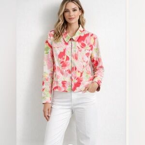 JM Collection. Vibrant Floral Jacket. Size 14